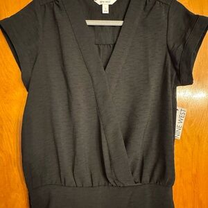Nine West Women's Black Wrap Top